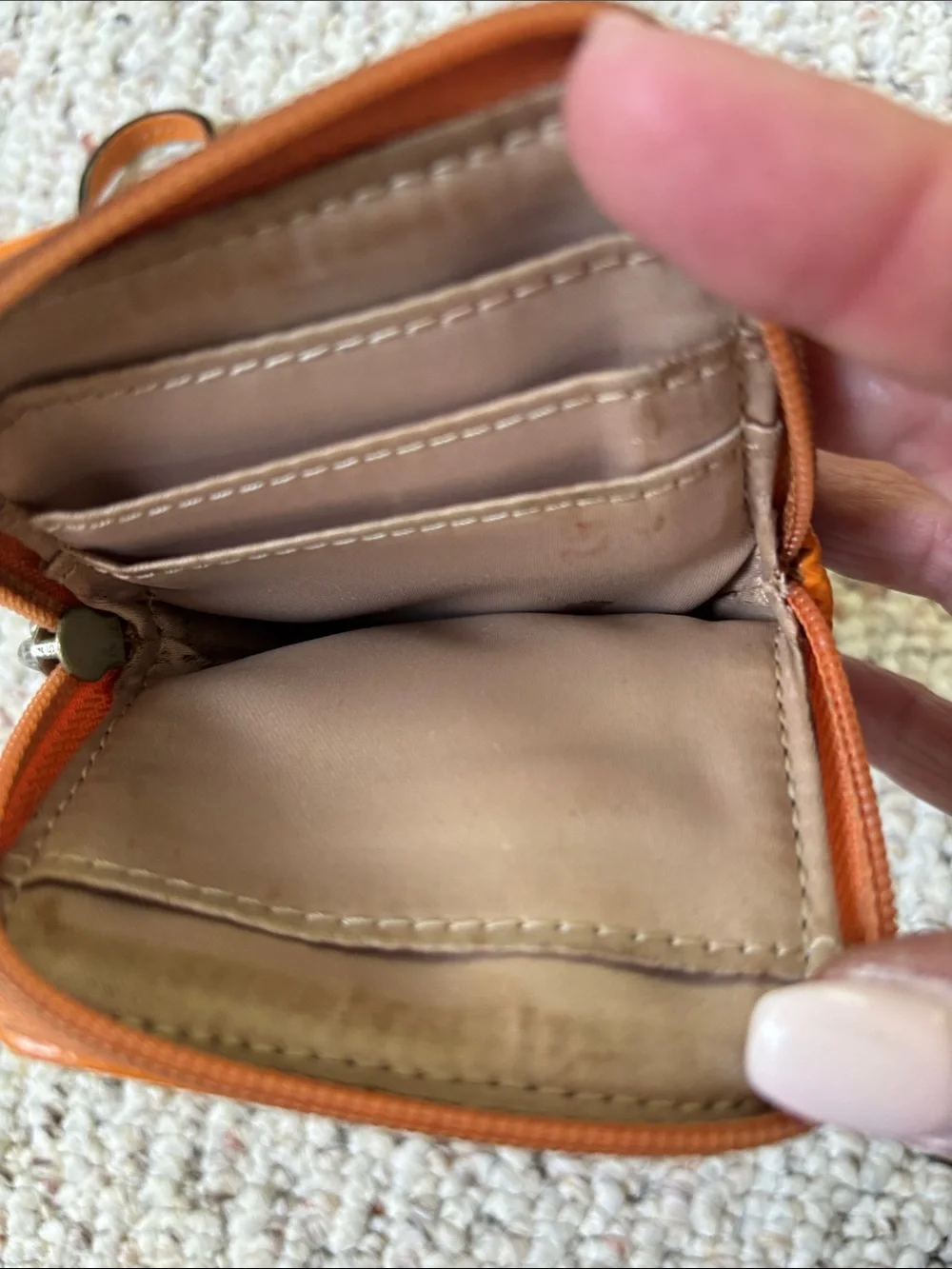 Coach Signature Wristlet Phone Pouch in Orange and Gray